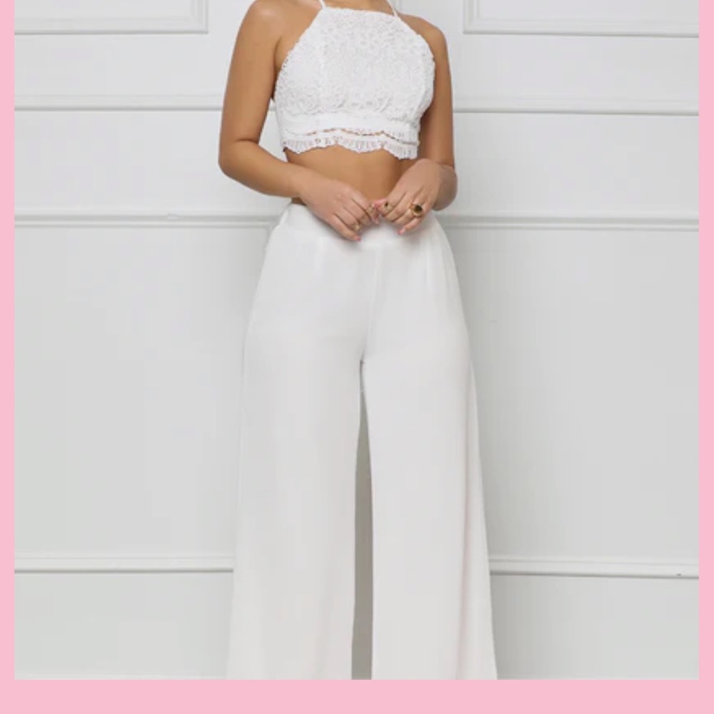 NWT Crop Top and Pants Set white